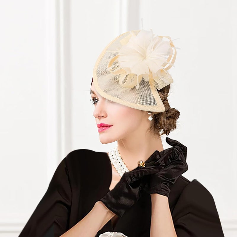 DRESHOW قبعات فاسيناتور للنساء قبعة حفلة شاي قبعة عتيقة على شكل علبة رأس لكوكتيل - Image 2